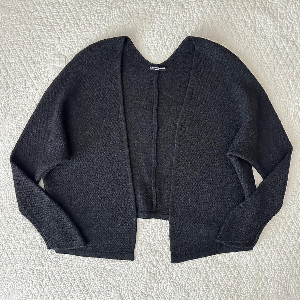 Brandy Melville Gray Open-Front Cropped Wool Cardigan Sweater